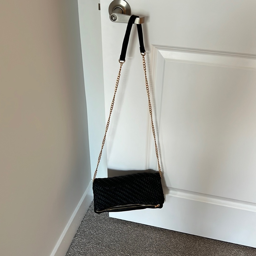 Black and gold crossbody bag